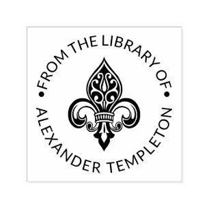 Heraldic Fleur de Lis #26 Library Book Name Self-inking Stamp