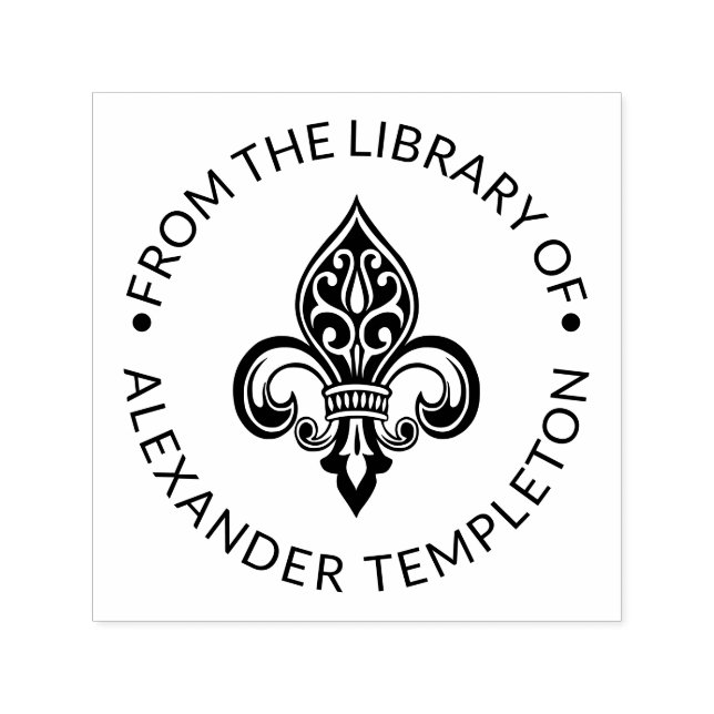 Heraldic Fleur de Lis #26 Library Book Name  Self-inking Stamp (Design)
