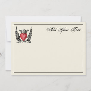 Heraldic Heart Wings Coat of Arms Crest Note Card