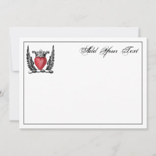 Heraldic Heart Wings Coat of Arms Crest Note Card
