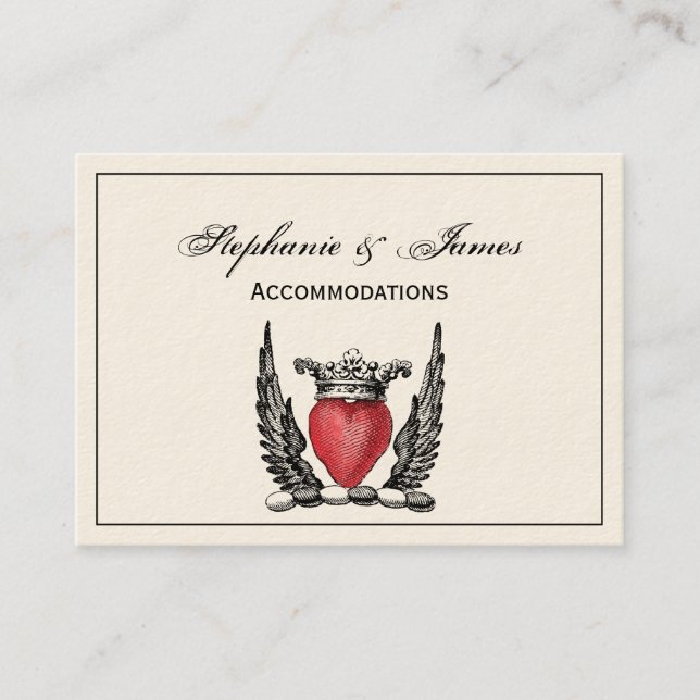 Heraldic Heart with Wings Coat of Arms Crest Business Card (Front)