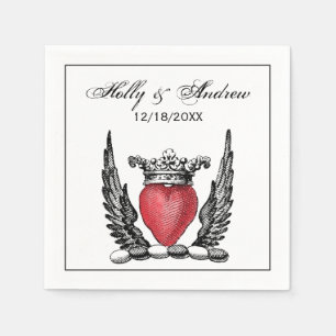 Heraldic Heart with Wings Coat of Arms Crest Napkin