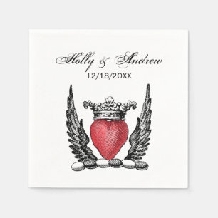 Heraldic Heart with Wings Coat of Arms Crest Napkin