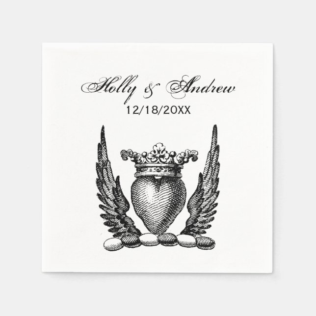 Heraldic Heart with Wings Coat of Arms Crest Napkin (Front)