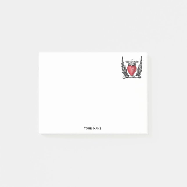 Heraldic Heart with Wings Coat of Arms Crest Post-it Notes (Front)