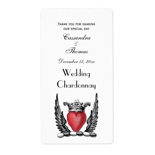 Heraldic Heart with Wings Coat of Arms Crest Shipping Label