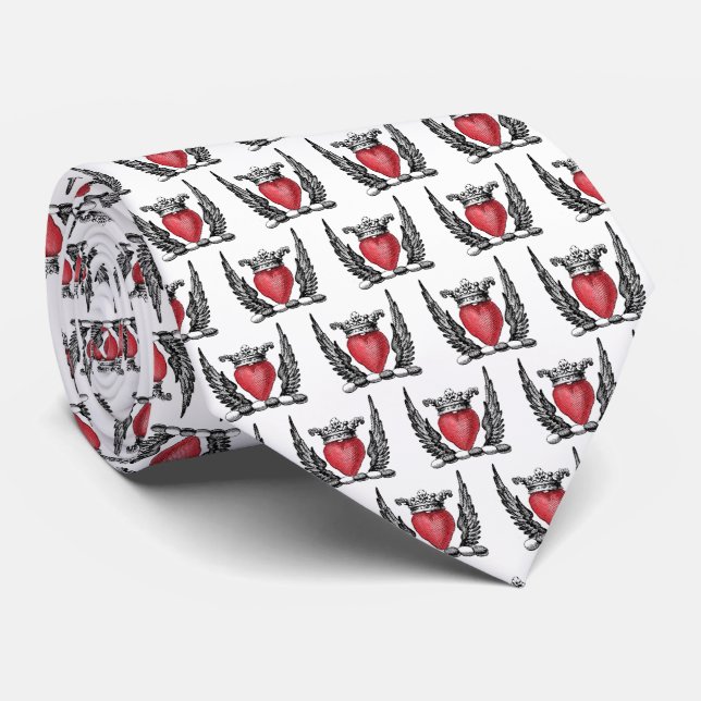 Heraldic Heart with Wings Coat of Arms Crest Tie (Rolled)