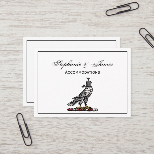 Heraldic Hunting Falcon Wearing Helmet Hood C Business Card (Front/Back In Situ)