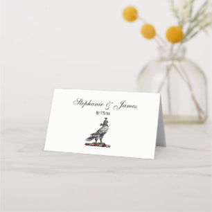 Heraldic Hunting Falcon Wearing Helmet Hood C Place Card