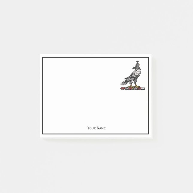 Heraldic Hunting Falcon Wearing Helmet Hood C Post-it Notes (Front)
