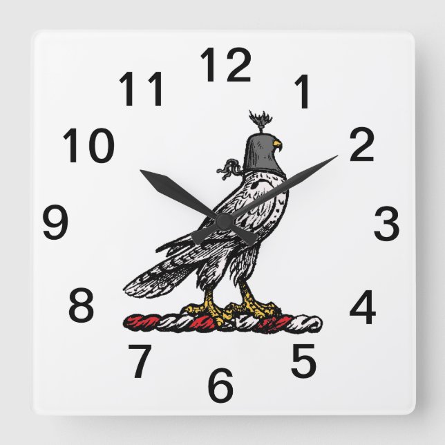 Heraldic Hunting Falcon Wearing Helmet Hood C Square Wall Clock (Front)