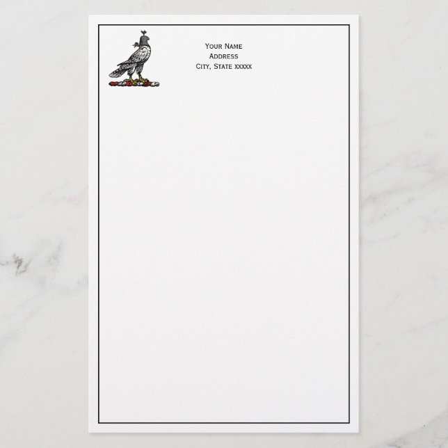 Heraldic Hunting Falcon Wearing Helmet Hood C Stationery (Front)