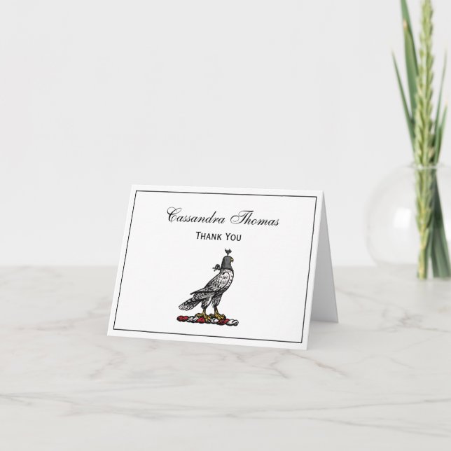 Heraldic Hunting Falcon Wearing Helmet Hood C Thank You Card (Front)