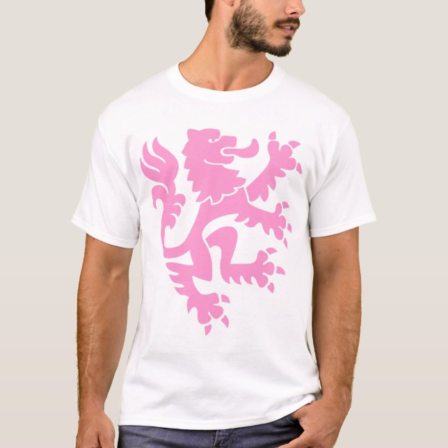 Heraldic Lion 01 - Pink T-Shirt (Front)