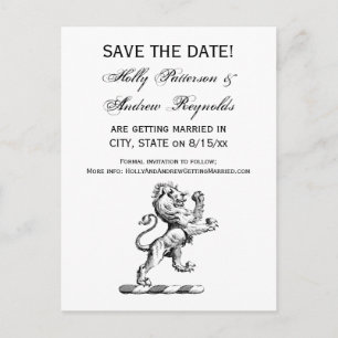 Heraldic Lion Standing Crest Emblem Announcement Postcard