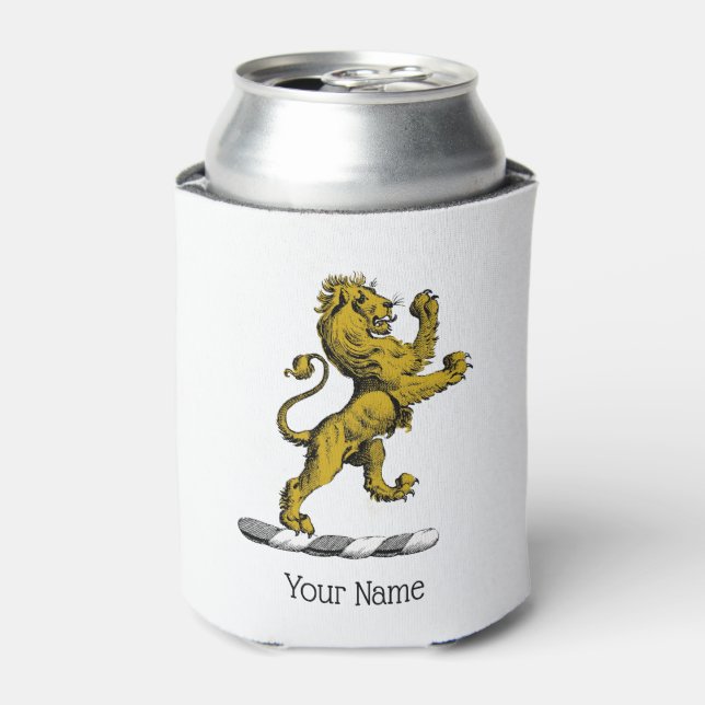 Heraldic Lion Standing Crest Emblem C Can Cooler (Can Front)