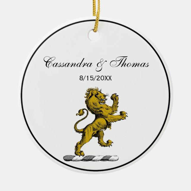 Heraldic Lion Standing Crest Emblem C Ceramic Tree Decoration (Front)