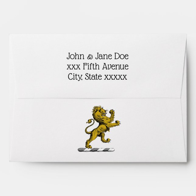 Heraldic Lion Standing Crest Emblem C Envelope (Back (Top Flap))