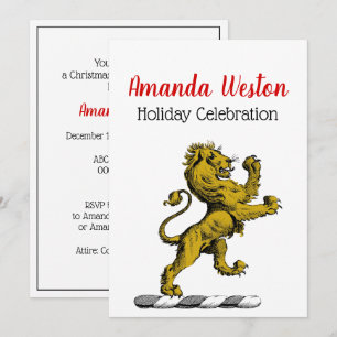 Heraldic Lion Standing Crest Emblem C Invitation