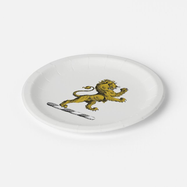 Heraldic Lion Standing Crest Emblem C Paper Plate (Angled)