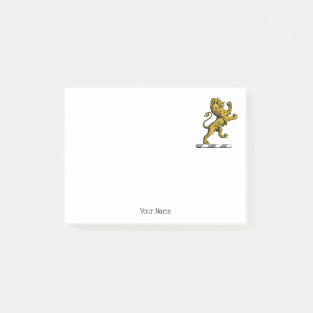 Heraldic Lion Standing Crest Emblem C Post-it Notes (Front)