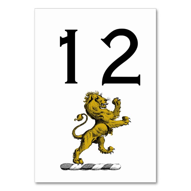 Heraldic Lion Standing Crest Emblem C Table Number (Front)