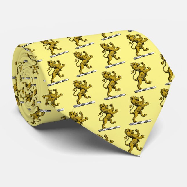 Heraldic Lion Standing Crest Emblem C Tie (Rolled)