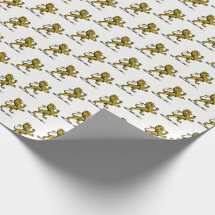 Heraldic Lion Standing Crest Emblem C Wrapping Paper