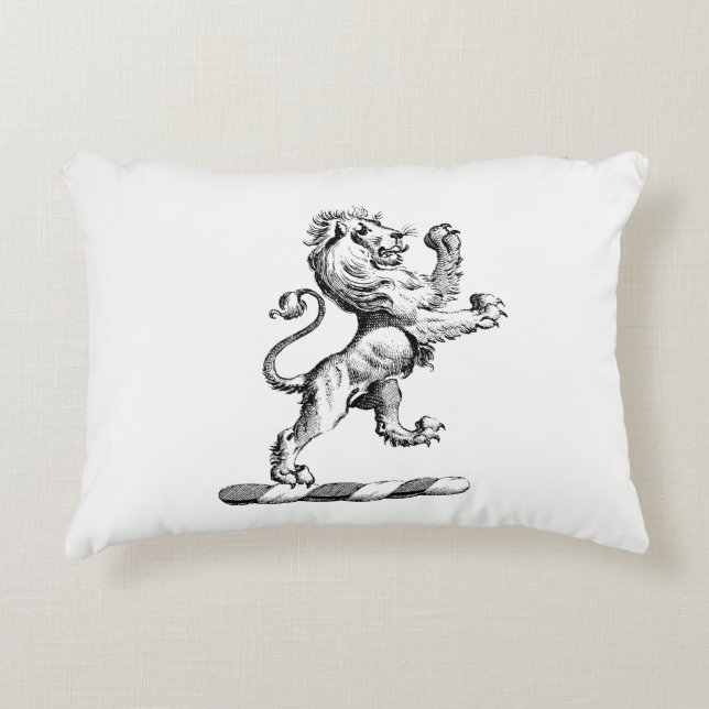 Heraldic Lion Standing Crest Emblem Decorative Cushion (Front)