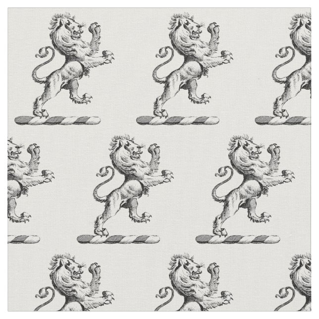 Heraldic Lion Standing Crest Emblem Fabric (Close Up)