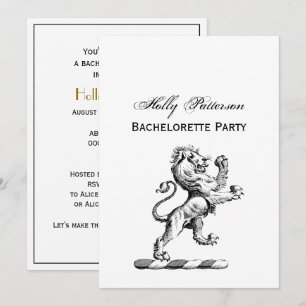 Heraldic Lion Standing Crest Emblem Invitation