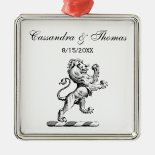 Heraldic Lion Standing Crest Emblem Metal Tree Decoration