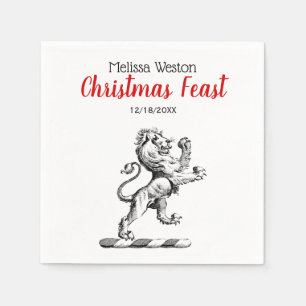 Heraldic Lion Standing Crest Emblem Napkin