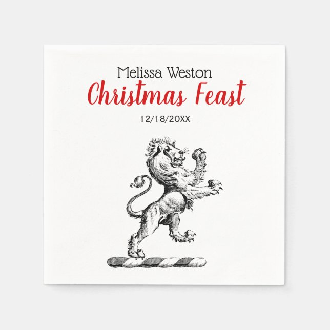 Heraldic Lion Standing Crest Emblem Napkin (Front)