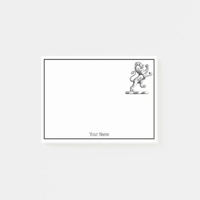 Heraldic Lion Standing Crest Emblem Post-it Notes (Front)