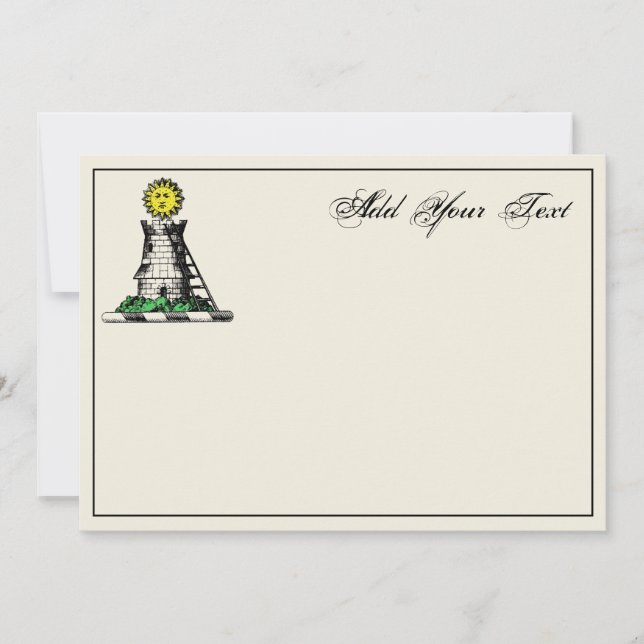 Heraldic Mediaeval Castle Emblem Crest Note Card (Front)
