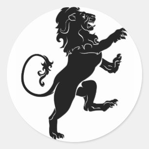 Heraldic rampant lion classic round sticker
