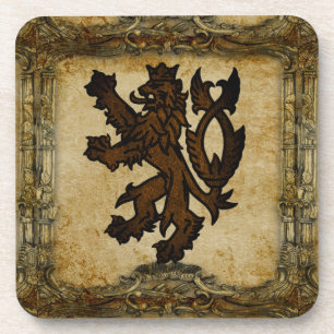 Heraldic Rampant Lion Custom Coaster