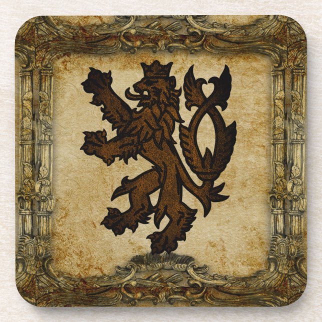 Heraldic Rampant Lion Custom Coaster (Front)
