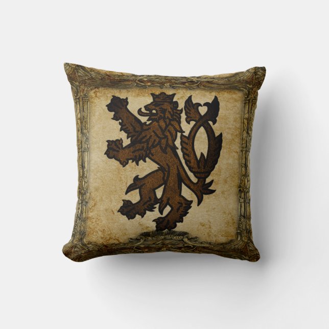 Heraldic Rampant Lion Custom Cushion (Front)