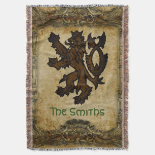 Heraldic Rampant Lion Custom Throw Blanket