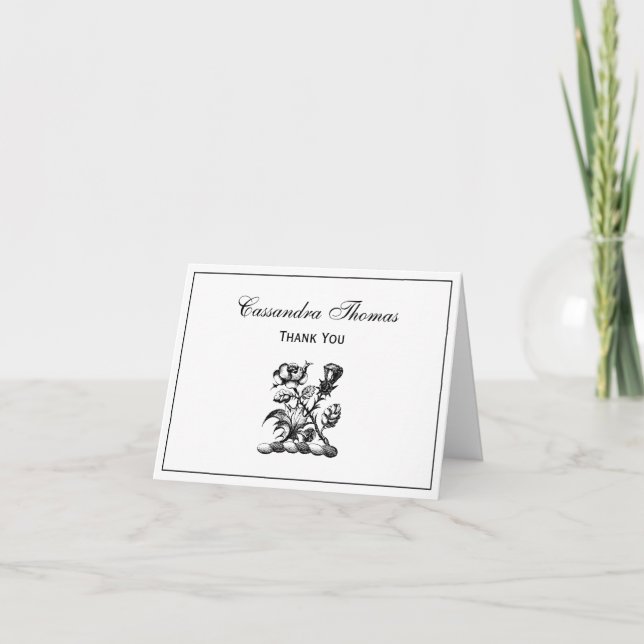 Heraldic Rose & Thistle Coat of Arms Crest Emblem Thank You Card (Front)