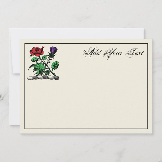 Heraldic Rose & Thistle Crest Colour Note Card (Front)