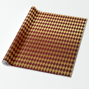 Heraldic Royal Diamond Cut Golden Red Velvet Wrapping Paper