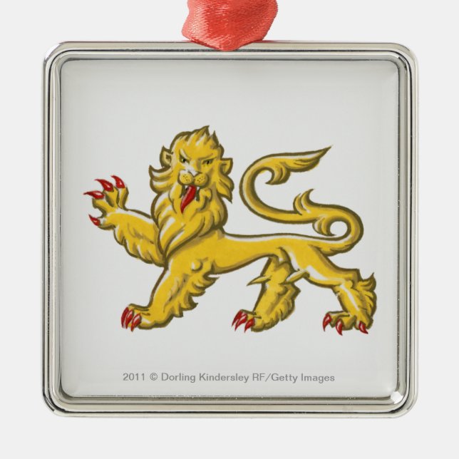 Heraldic symbol of lion statant guardant metal tree decoration (Front)