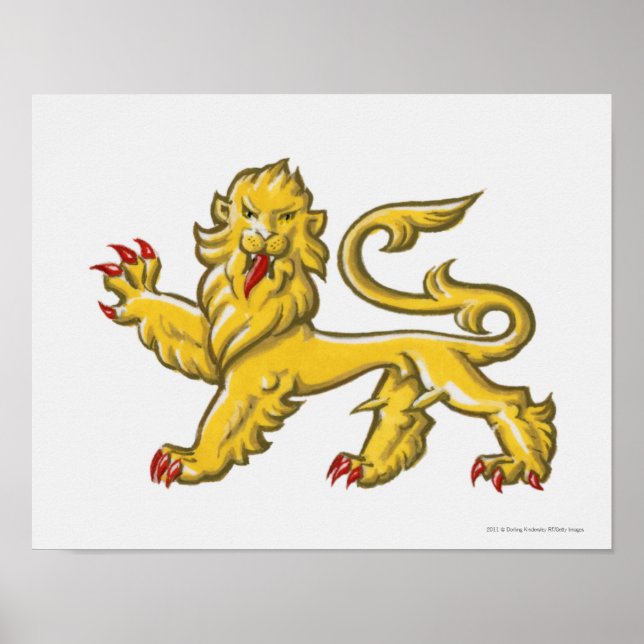 Heraldic symbol of lion statant guardant poster (Front)