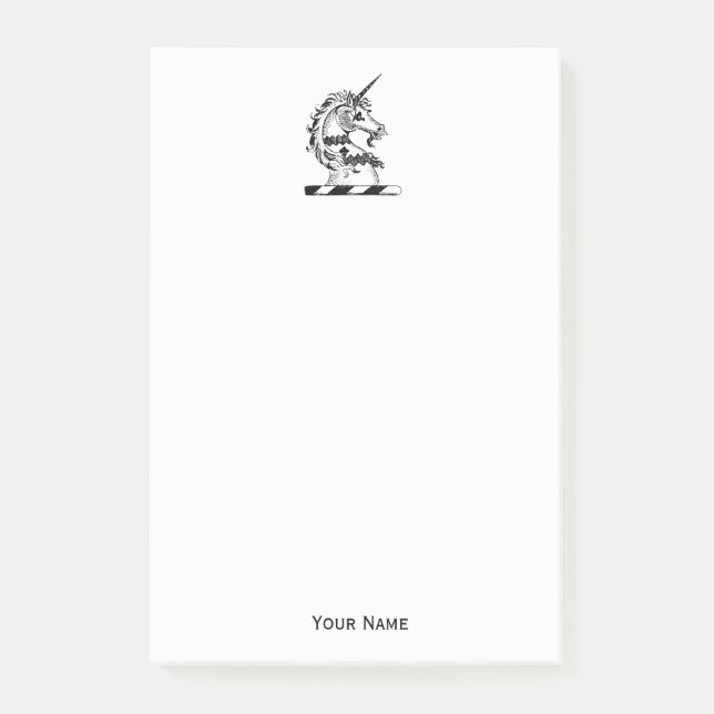 Heraldic Unicorn Head Coat of Arms Emblem Post-it Notes (Front)