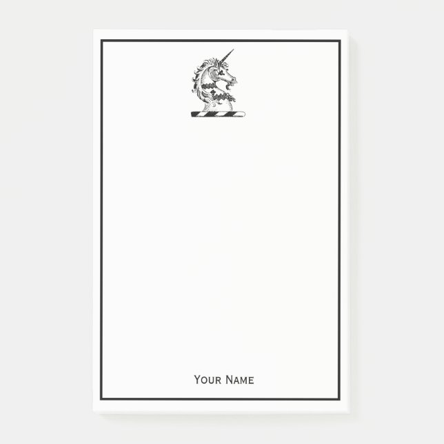 Heraldic Unicorn Head Coat of Arms Emblem Post-it Notes (Front)