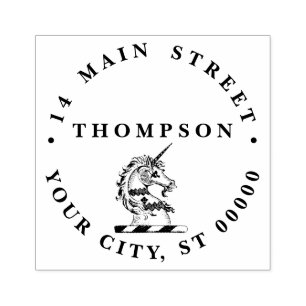 Heraldic Unicorn Head Coat of Arms Emblem Rubber Stamp