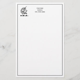 Heraldic Unicorn Head Coat of Arms Emblem Stationery